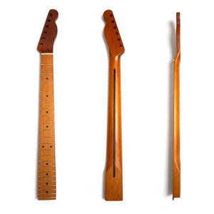 펜더 텔레캐스터용 프리미엄 로스트 메이플 일렉트릭 기타 넥, 미디엄 점보 프렛 22개, 반경 14인치, 본 너트, 새틴 우레탄 마감, 10mm 튜너 홀, 텔레 스타일