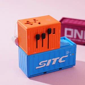 지클릭커 트래블 컨테이너 여행용 멀티 어탭터 PD65W 오렌지