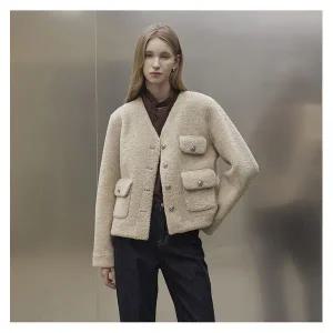 [하프클럽/더아이잗](더아이잗) 페이크 퍼 포켓 브이넥 무스탕 재킷 IRVP3JK511