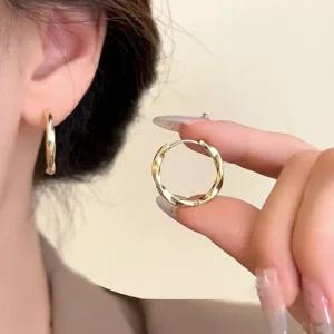 원터치 실버 925 미니 여성 데일리 이어링 은침 링 귀걸이 메탈골드 써지컬 은 라운드 꼬임