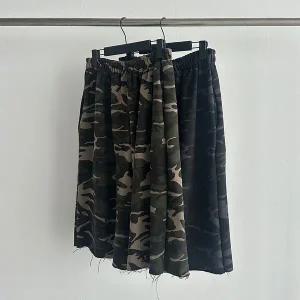 [하프클럽/]여성 아메카지 스타일 컷팅 와이드 버뮤다팬츠 카모밴드 7부