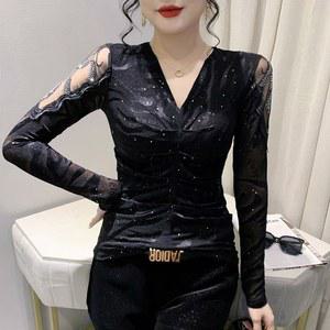 화려한 상의 스포츠댄스 밸리 연습복 댄스티 라틴 라인댄스복