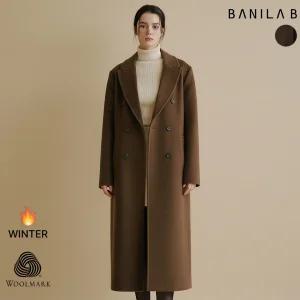 여성 오버핏 울 더블 롱코트