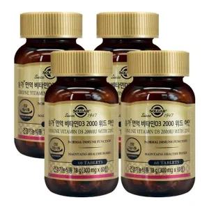 솔가 면역 비타민D3 2000 위드 아연 300mgX60정X4개