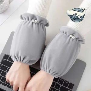 [콩심팥심]사무실 소매 덮개 고급 벨벳 진주 장식 팔토시 반토시 니트팔토시