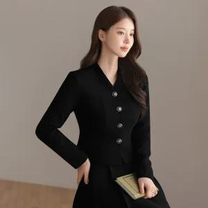 [시크라인] (~XXL까지) 울로빈 V넥 세미크롭 트위드 자켓 가을 겨울 아우터 하객룩 오피스룩 모임룩 격식룩 빅사이즈