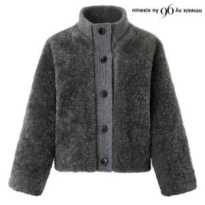 [롯데백화점]르샵/나인식스뉴욕 양털 골지 니트 배색 데일리 자켓 (NP4JK003L0)