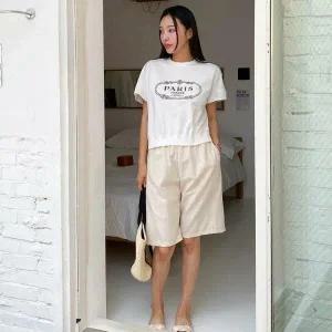 여성 면원단 고무줄 무지컬러 마원단 하프 반바지