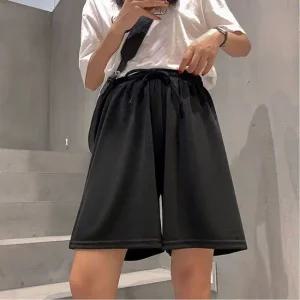 플리츠 여름바지 여름 4부 통넓은 허리밴딩 4 반바지