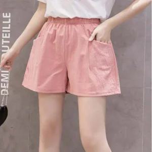 캐주얼 여자 3부 반바지 밴딩 포켓