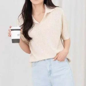 루즈핏 베이직 여자 카라티 반팔티 올데이 데일리 카