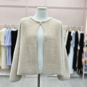 진주라인배색 퍼 숄 가디건S254K953A06