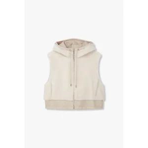 VOV 리얼 양가죽 무스탕 후드 베스트 조끼 7124475100a 370413