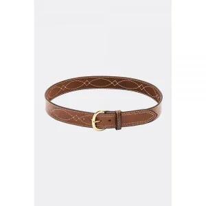 Bianchi B9 멋진 스티치 벨트 탠 황동 버클 133682