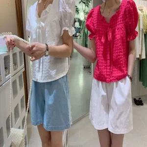 여성 여름 짧은 고무줄 밴딩 편한 반바지 3부 면바지