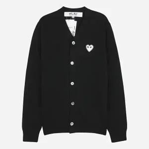 꼼데가르송 5F AX N062 051 1 화이트 하트 니트 가디건 블랙