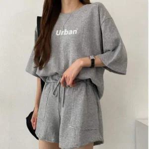 상하의 세트 여름 여성 반팔 트레이닝 반바지 오버핏