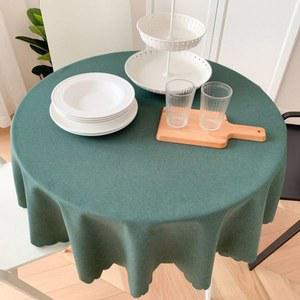 린넨 원형 원탁 상품 90CM 카키 식탁천 식탁보 원탁보 방수 지름 사각 테이블보 패브릭