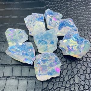 힐링소품,천연 원석100 그램가방 오라 오팔라이트 크리스탈 전기 도금 반짝이 원시 돌 광물 표본 홈 인테리