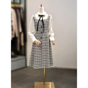 갤러리아 ab.f.z 카라넥 리본타이 체크패턴 A라인 롱원피스 ACA1HO01A