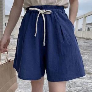 5부 4부 린넨 밴딩 면마 와이드 반바지 seten