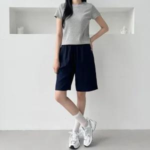 [피커]시원한 여름 반바지 뒷포켓 허리밴딩 팬츠 4부 4색