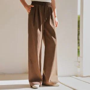 [핑크시슬리] 따뜻포근 골덴기모 투핀턱 와이드 밴딩팬츠