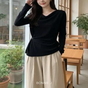 [보니제이]여리여리 데일리룩 루즈핏 4컬러 일상 허리포인트 긴