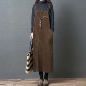 올더스타일 멜빵 원피스 모조에스핀 루즈핏 코듀로이