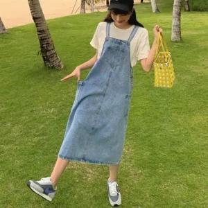 캐주얼원피스 대학생 데이트 청 멜빵 20대룩 데이트원