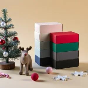 (G형 컬러박스) 고급 크리스마스 선물 상자 일체형 미니 골판지 레드 그린 블랙 핑크 답례품 쿠키 대형 디저트 종이포장 단상자
