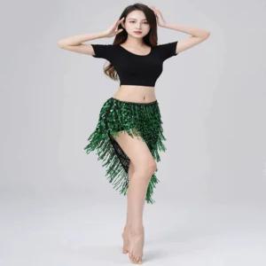 벨리댄스의상 힙스카프 롱 스커트 스팽글 태슬 밸리복