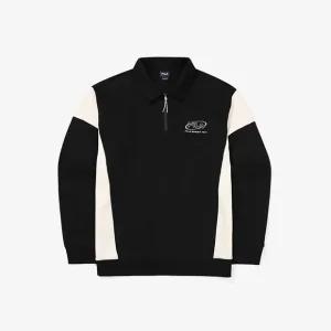 휠라 컬러블럭 면혼방 카라 반집업 맨투맨 FS2POF3107X-BLK