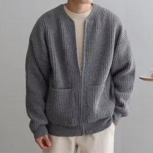 데일리 오버핏 니트 집업 가디건