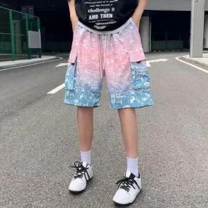 루즈핏 스타일 그라데이션 포인트 밴딩 반바지 패션