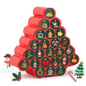 예시야 DIY 크리스마스 카운트다운 캘린더 2025 펀치 게임 세트 빈 어드벤트 캘린더에는 25개의 판지 튜브 빨간색 포장지와 장식 파티용 스티커 1~24개가 포함되어 있습니다