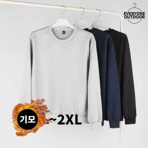 에브리원 남성 베이직 데일리 기모 맨투맨 남녀공용 빅사이즈 가을 겨울 라운드 커플룩 단체복