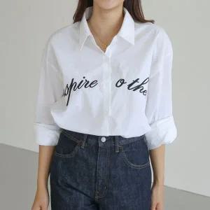 [하프클럽/]빅사이즈 510 레터링카라루즈카라셔츠 DWBS585