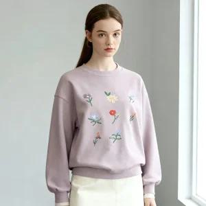 [샐리] 플라워자수루즈핏맨투맨_I5D-CTS018