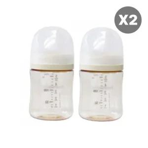 더블하트 아기 젖병 트윈팩 X2개 노꼭지 세트 베이지