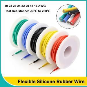 유연한 실리콘 와이어 롤 30/28/26/24/22/20/18/16AWG 내열성 고무 절연 주석 도금 구리 케이블 600V 키트