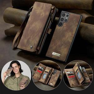 갤럭시 S25  플러스 카드 홀더 가죽 커버 분리형 마그네틱 지퍼에 대한 지갑 전화 케이스