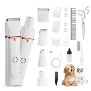 2025년 새로운 페티움 4-in-1 반려견 그루밍 클 키트-조용한 네일 그라인더 & 발 트리머, 소형견 및 고양이용 저소음 무선 반려동물 면도기, USB 충전식, 6가지 가이드