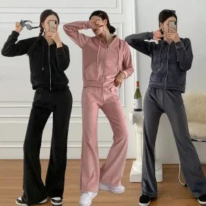 여성 밍크 융 기모안감 벨벳 후드집업 팬츠 트레이닝 세트 벨로아세트 꾸안꾸 츄리닝 -WPST0312- 겨울