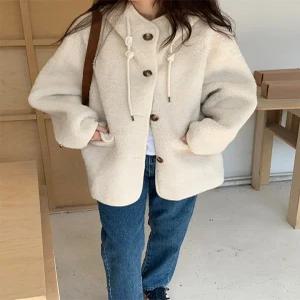 [모어오브]도토리 양털 후드 코트 플리스 아우터