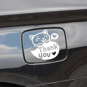 주유스티커 자동차 주유구스티커 땡큐 야옹이 화이트