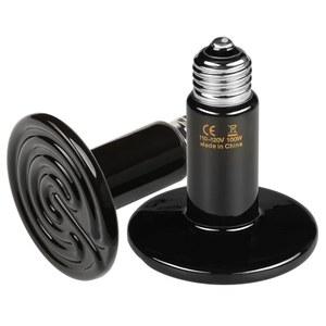 힐스마트 파충류 열 램프 100W 2팩 세라믹 방출기, 양서류 애완동물 육계장 인큐베이팅 치킨, 도마뱀 수염 용 거북이 뱀 테라리움을 위한 빛 방출 적외선 전구 없음