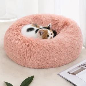 강아지원형방석 강아지원형쿠션 도넛디자인 장모 단모 고양이겸용 세탁기사용가능 보들한털 미끄럼방지원단