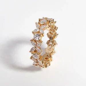 [샤밍주얼리]마퀴즈 테니스 반지 모이사나이트 이터니티 플라워 여자 친구 명품 결혼 기념일 생일 선물