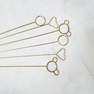 레인보우파티 꽃다발 화분 메시지픽 데코픽 하트 원형 마우스 모양 카드픽 골드 1EA 10P